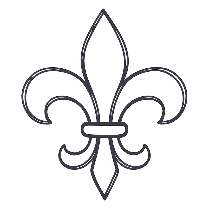 black fleur de lis icon, hand drawn, no fill sticker