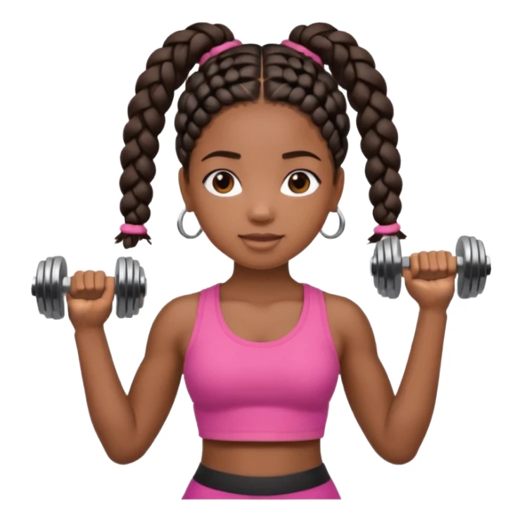 Black Girl with braids and dumbells  sticker