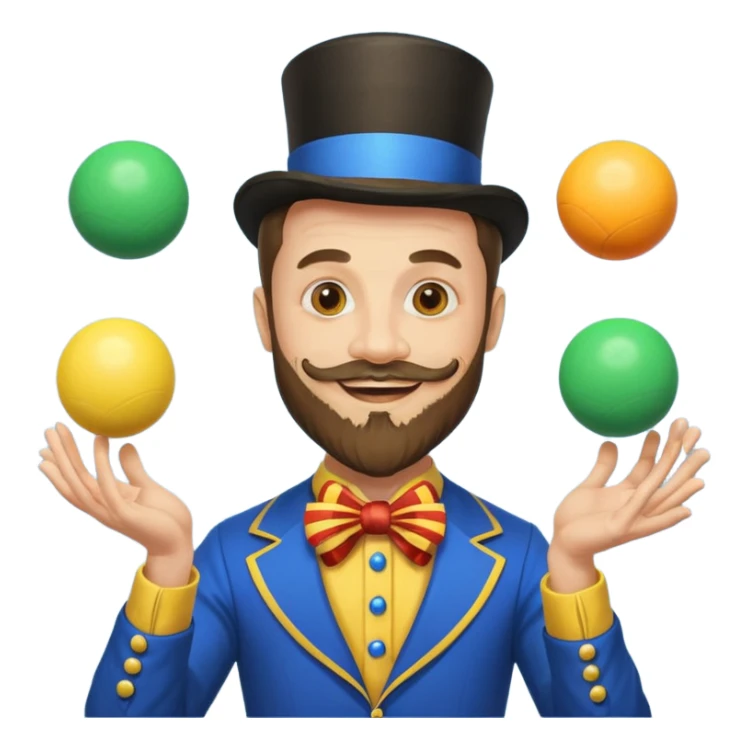 circus juggler beard zelensky juggling two balls blue and yellow sticker