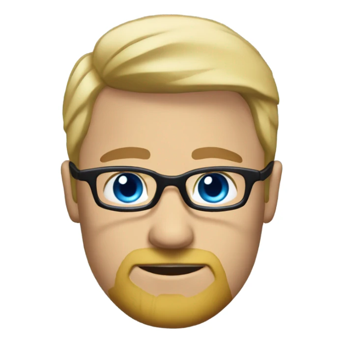 Man-really short hair-blond-beard-blue eyes-glasses sticker