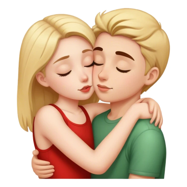 Girl hugging boy kissing forehead sticker