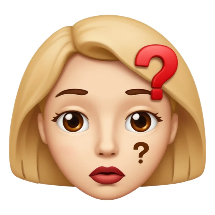 cartoon face with pursed lips and a question mark expressing uncertainty sticker