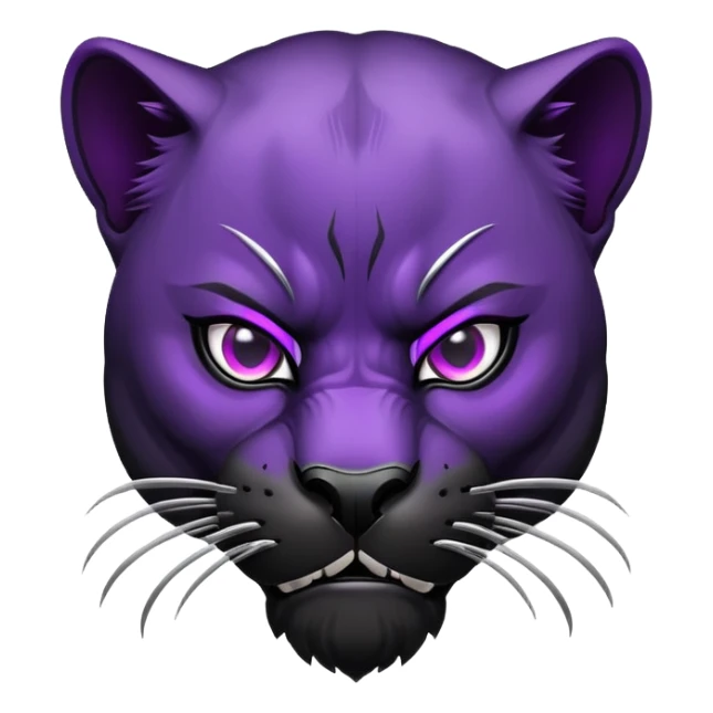 sleek black panther with bright purple eyes, angry face sticker