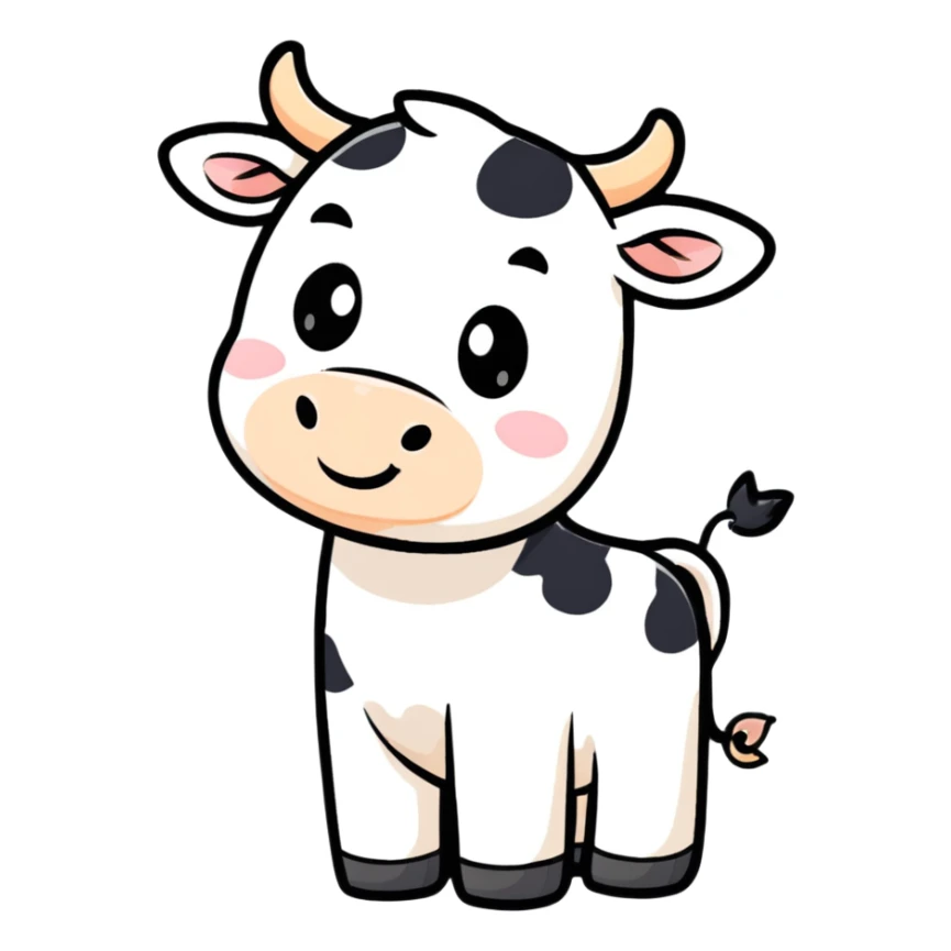 White cow with adorable expression, cute face that makes you say awww sticker