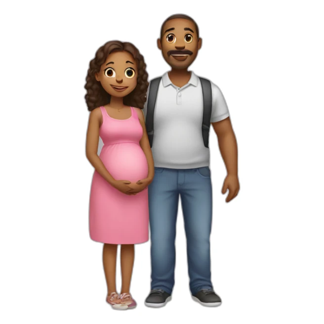 Little niece with uncle and pregnant aunt sticker