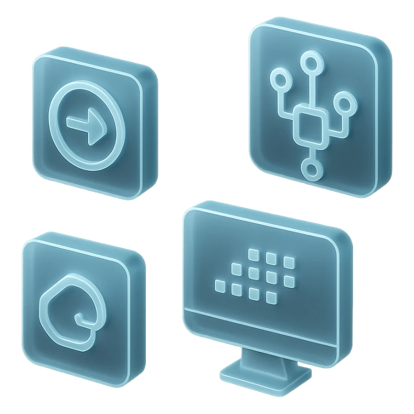 digitalization with translucent tech elements in matte glass style sticker