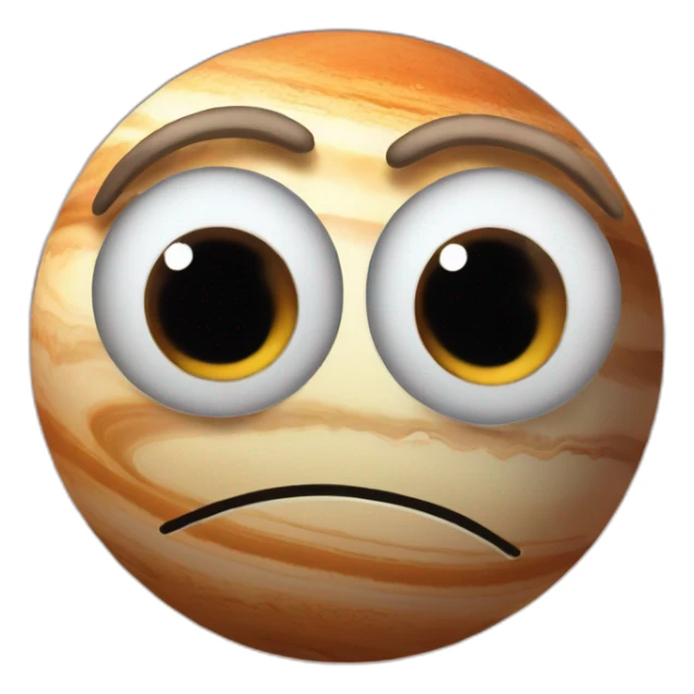 planet Jupiter with a cartoon awesome face with big thoughtful eyes sticker