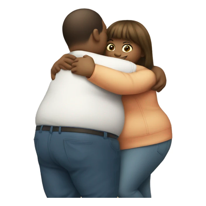 Fat boy hug slim girl sticker