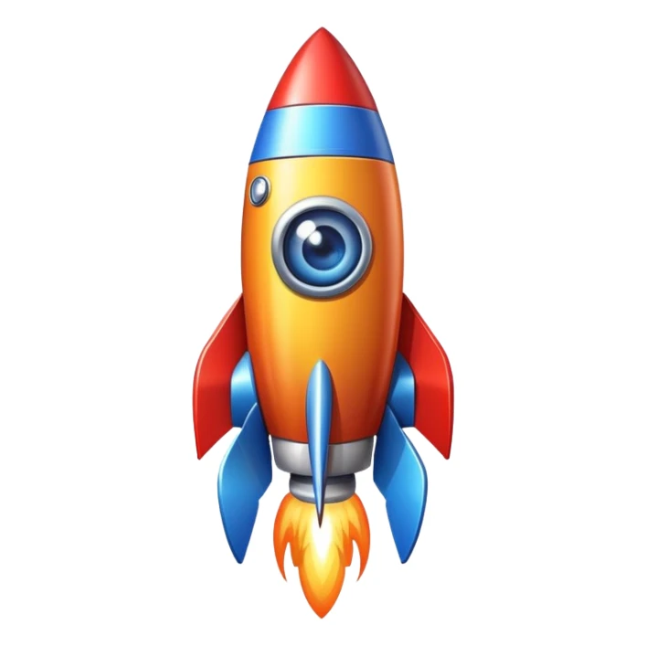 A colorful rocket with big adorable eyes and no mouth sticker