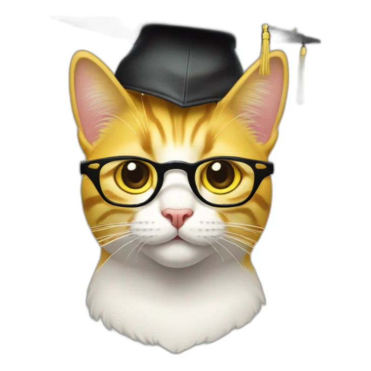 yellow-cat-with-glasses-and-with-mortarboard-on-its-head sticker