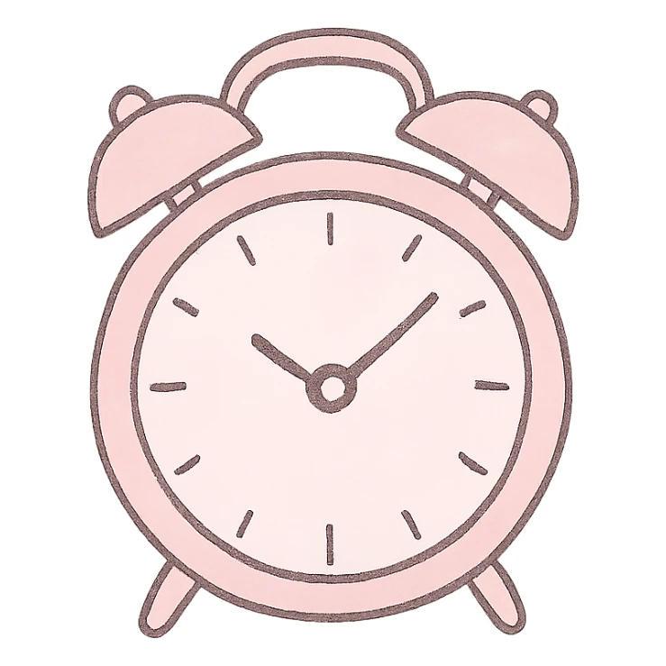 Japanese hand-drawn style, pink theme, soft and cute clock icon, transparent background, for mobile home screen sticker
