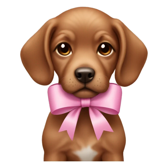 pink bow on cute brown puppy sticker