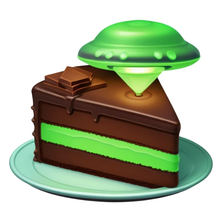 piece of cake in a green light being stolen by flying above it ufo  sticker
