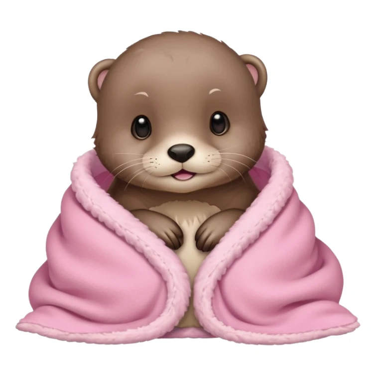 Cute cozy otter in baby pink blanket  sticker