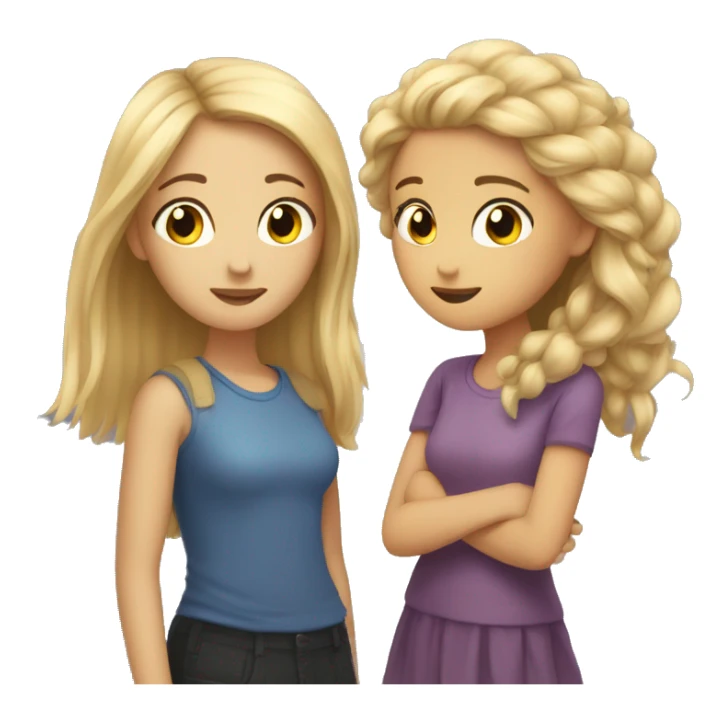 Two best friends a short haired girl and a Long haired girl  sticker