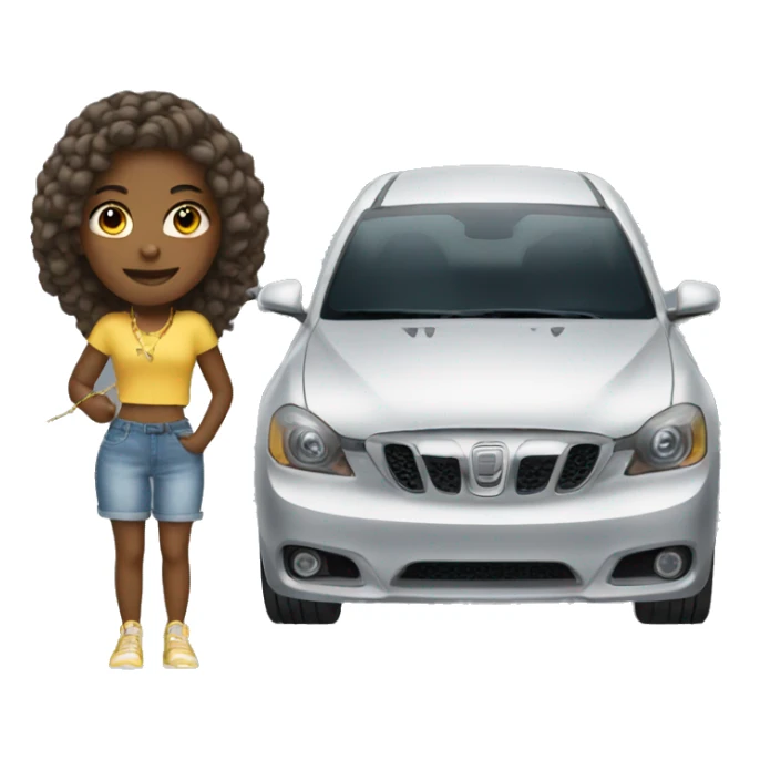 girl with car and jewelry sticker