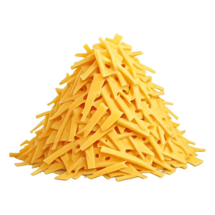 Pile of shredded yellow cheese sticker