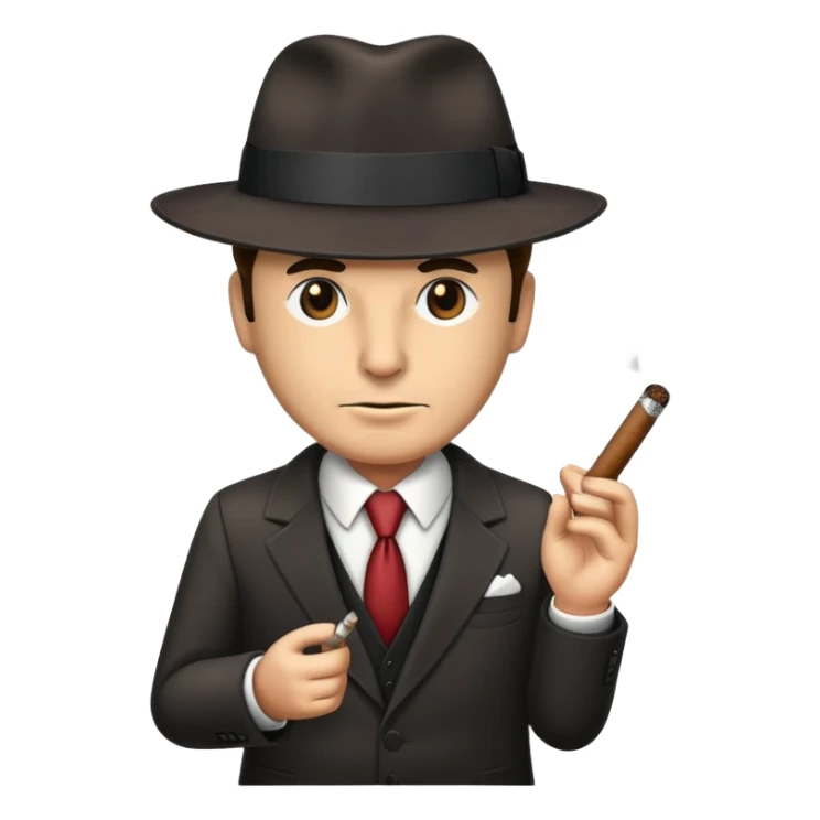 mafia boss with suit, fedora hat and cigar sticker