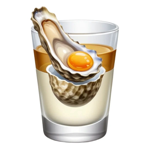 oyster and quail egg in a shot glass  sticker