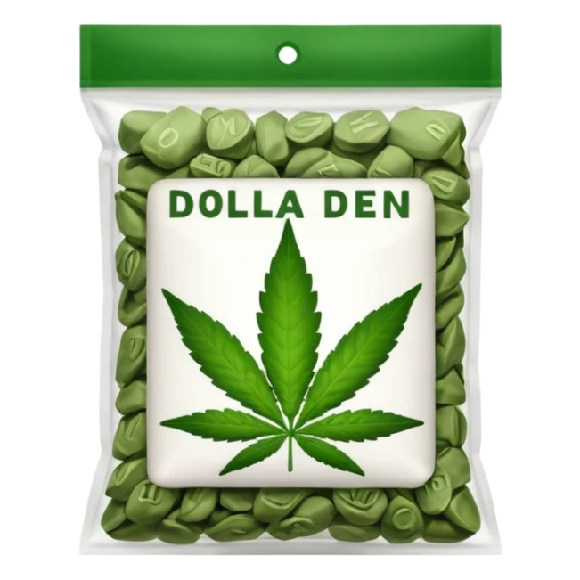 Weed pound baggie with the name Dolla Den on the label   sticker