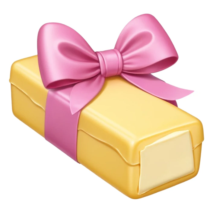 a stick of butter with a pink bow on it sticker