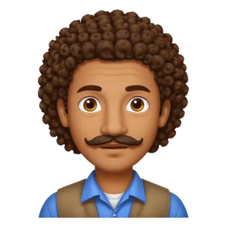 brown tall indian guy 16 curly hair moustache and goatee sticker