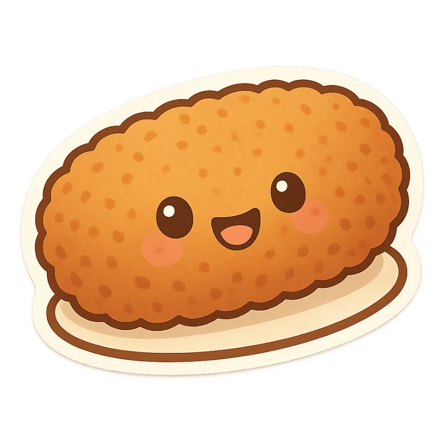 cartoon style Dutch kroket with smiling face sticker