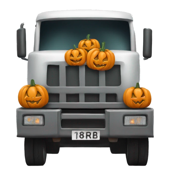 unladen lorry side view with Halloween spooky pumpkin as cargo sticker