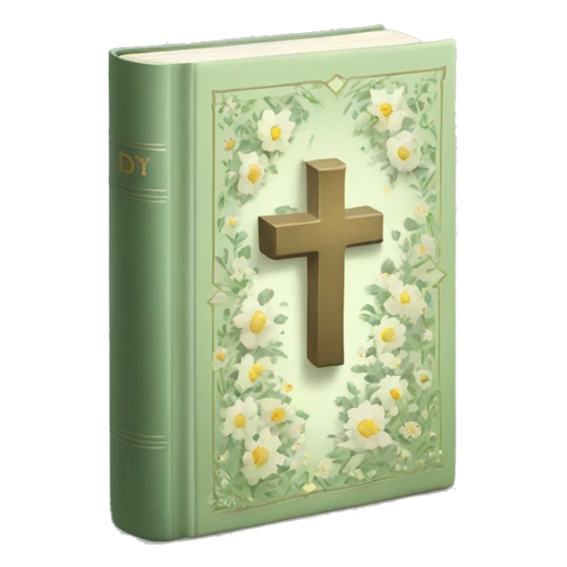Open Light Sage green holy Bible with a light coloured gardens coming from the sides of the Bible  sticker