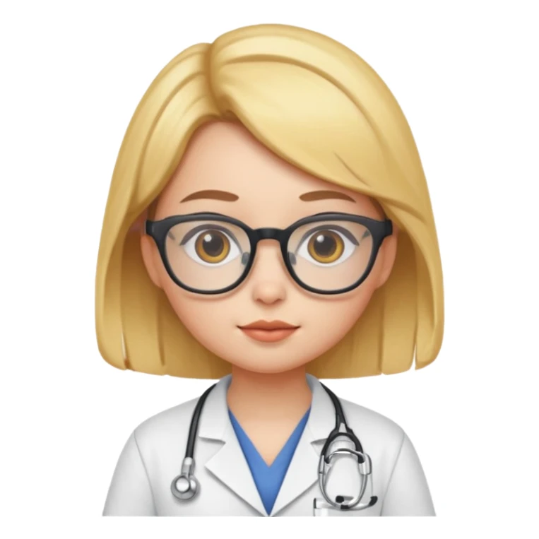 chick animal with glasses, wearing doctor uniform sticker
