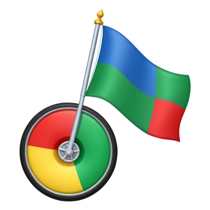 Emoji drapeau moitié à la verticale bleu en haut vert en bas avec une roue rouge au millieu  roue en plein millieu du drapeau bleu à la. Moitié de en heut et vert à la moitié de en bas sticker