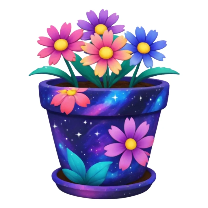 Galaxy Painted flower clay pot of Galaxy Petalled Flowers sticker