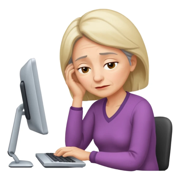 A 55-year-old woman really tired while she is working sticker
