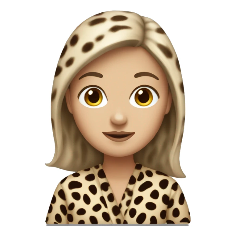 brown hair white girl wearing cheetah robe sticker