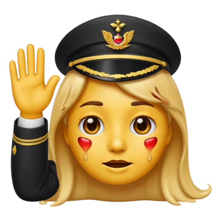 emoji of a face both saluting and melting, with clear elements from saluting face and melting face, apple emoji style sticker
