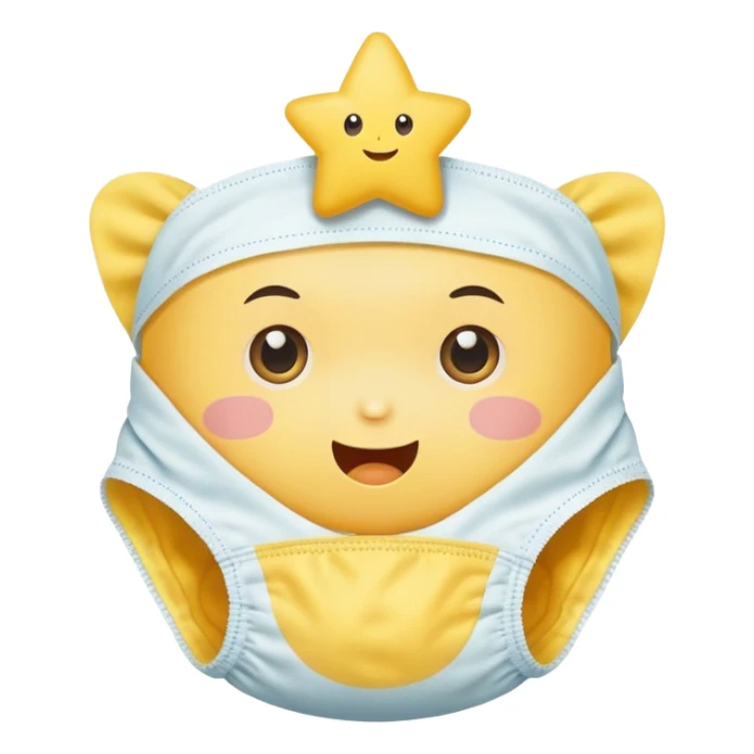 star with a face, and a baby diaper  sticker