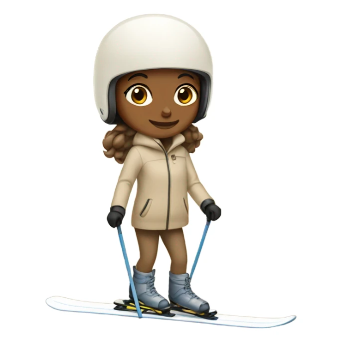 girl on a beige skis sticker