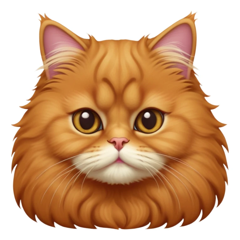 cinematic-adorable-big-eyed-fluffy-solid ginger-persian-cat-portrait-emoji,-head-tilted-playfully-with-a-sweet-expression,-fluffy-solid ginger-fur,-simplified-yet-irresistibly-cute-features-with-large,-expression, no white fur sticker