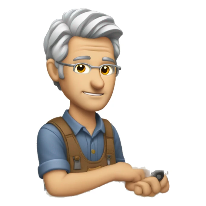 Woodworker with miter saw caucasian gray hair sticker