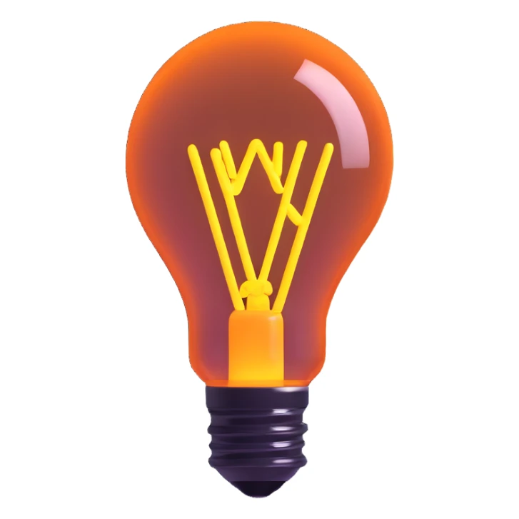 neon lightbulb, glowing blue and pink, soft glossy highlight, modern minimal shape sticker