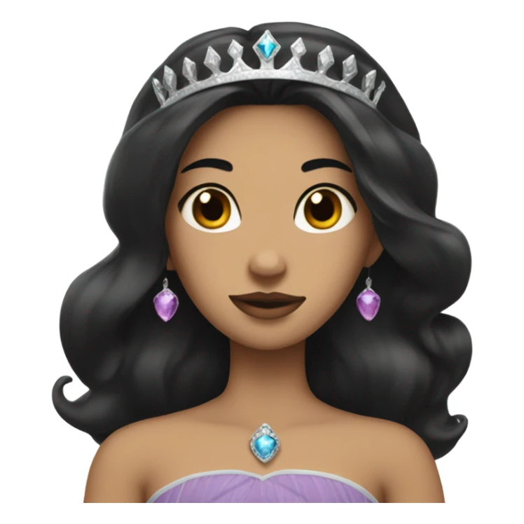A princess with long black hair a crown and black beard sticker