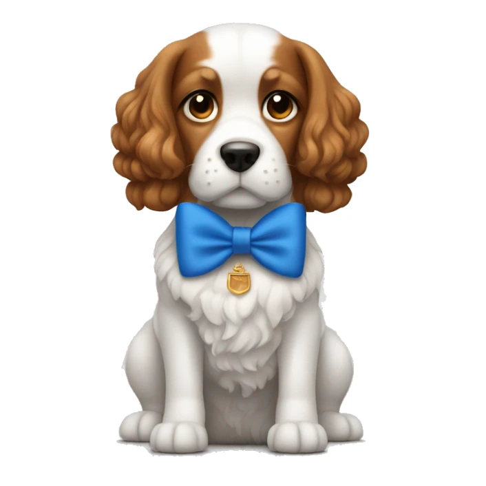 Kings Charles dog with blue bow sticker