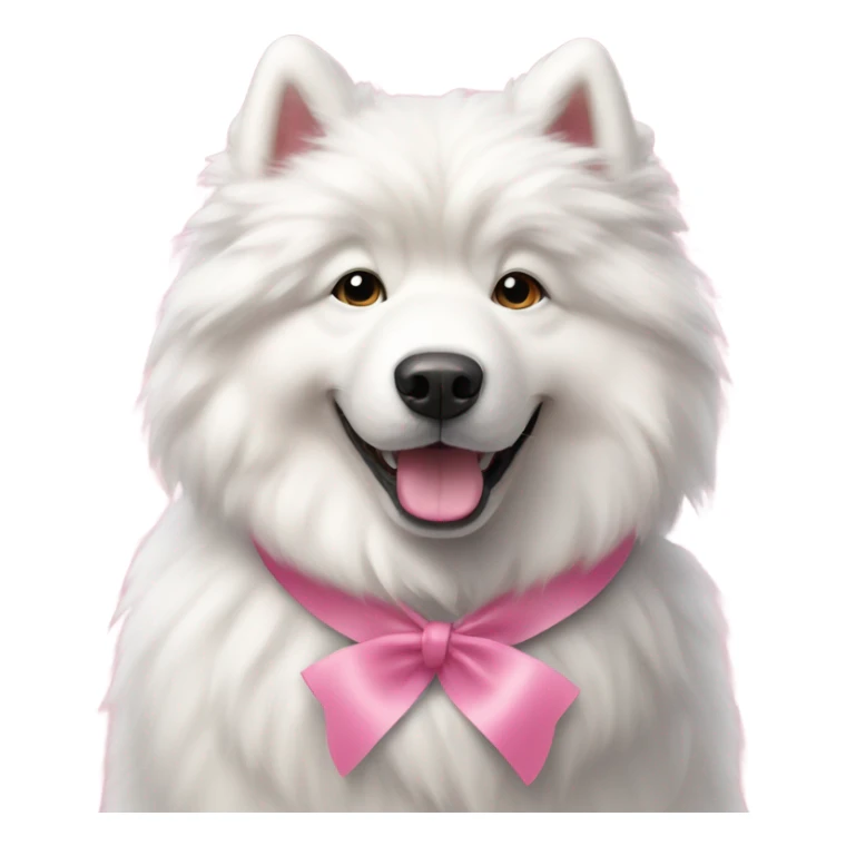 samoyed dog wearing pink ribbon sticker