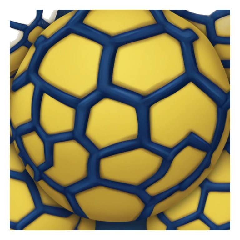 A soccer ball with dark blue and dark yellow color sticker