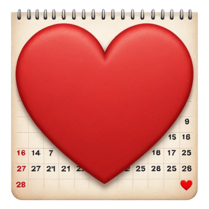 calendar page with a heart symbol sticker