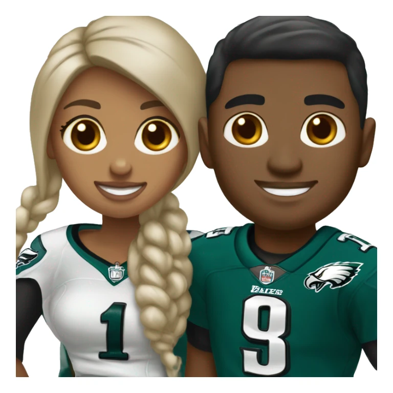 Brown skin couple in  Philadelphia Eagles clothing sticker