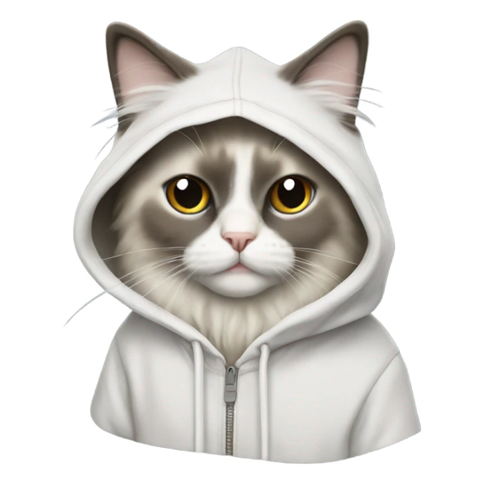 Ragdoll cat wearing a hoodie sticker