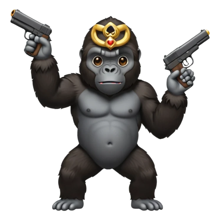 A gorilla holding a gun in the air sticker