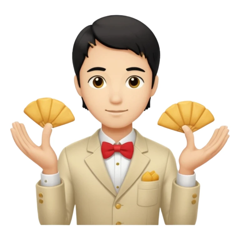 ligth black hair waiter with fortune cookies sticker