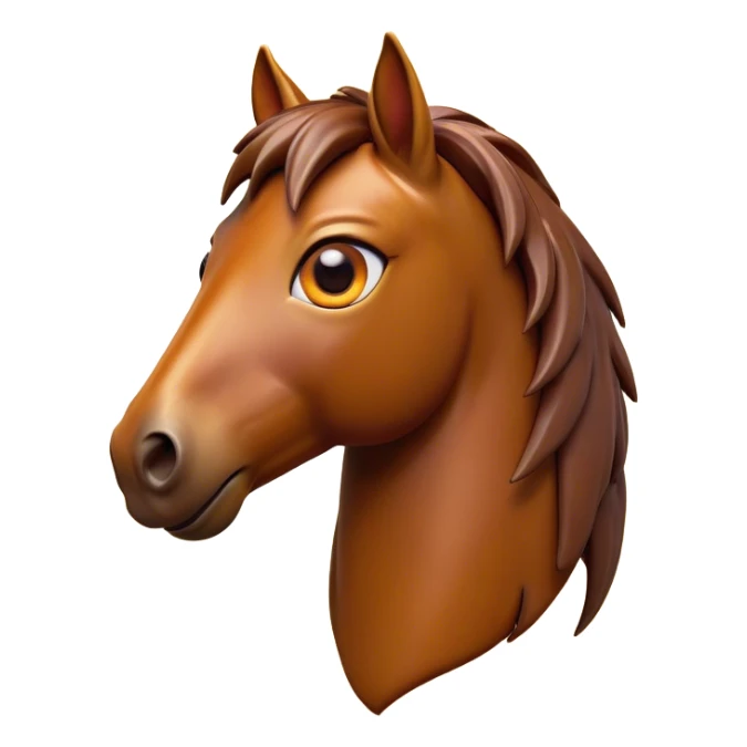 Cinematic Comical Bay Horse Portrait Emoji, Head tilted dramatically with an exaggeratedly amused expression, featuring a striking bay fur with a glossy finish and bold accents, wide, expressive amber eyes filled with playful disbelief, Simplified yet hilariously expressive features, highly detailed, glowing with a slightly sassy glow, high shine, dramatic yet playful, stylized with an air of cheeky mischief, bright and endearing, soft glowing outline, capturing the essence of a spirited and over-the-top horse, so meme-worthy it feels like it could side-eye its way into internet fame instantly! sticker